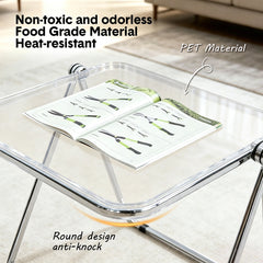 Transparent Acrylic Folding Table Clear Heat-resistant Tabletop Metal Frame with Anti-Slip Foot Pad Modern Portable Home Office Camping Desk 70x45x68cm (Copy)