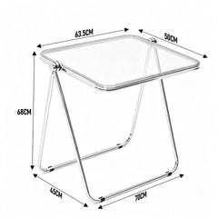 Transparent Acrylic Folding Table Clear Heat-resistant Tabletop Metal Frame with Anti-Slip Foot Pad Modern Portable Home Office Camping Desk 70x45x68cm (Copy)