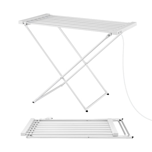 Devanti Heated Towel Rail Electric Clothes Airer Foldable Drying Rack 8 Bars