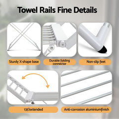 Devanti Electric Heated Towel Rail Rack 18 Bars Freestanding Clothes Dry Warmer