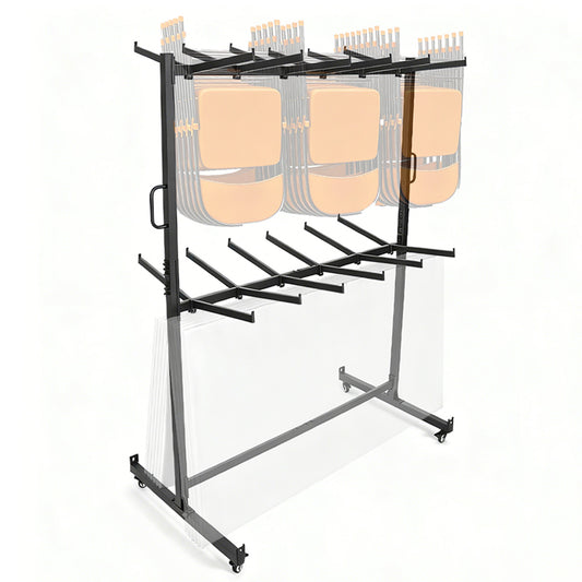 2-Tier Rolling Table Chair Rack Cart for 84 Chairs or 42 chairs and 12 Table Storage Adjustable Mobile Stackable Folding Chair Dolly with 360 Swivel Wheels