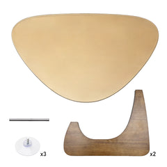 Triangle Glass Coffee Table Modern Side Table Clear Tempered Glass Top with Wood Base for Living Room Office Apartment Small End Table Height 40cm Walnut