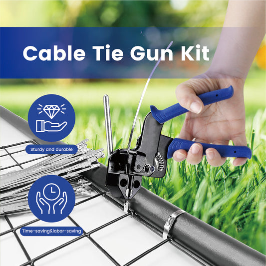 Stainless Steel Cable Tie Gun Kit Outdoor Heavy Duty Fastening and Cutting Tool with 150Pcs 198LB Self-Locking Strap Ties for Garden Ties Chain Fence