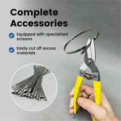 Stainless Steel Cable Tie Gun Kit Outdoor Heavy Duty Fastening and Cutting Tool with 150Pcs 198LB Self-Locking Strap Ties for Garden Ties Chain Fence