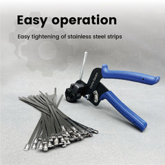 Stainless Steel Cable Tie Gun Kit Outdoor Heavy Duty Fastening and Cutting Tool with 150Pcs 198LB Self-Locking Strap Ties for Garden Ties Chain Fence