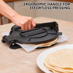 12 Inch Cast Iron Tortilla Press Heavy Duty Non-Stick Roti Maker Masa Flour Tortillas Dough Presser for Homemade Flatbreads Quesadilla Rotis Empanadas