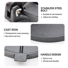 12 Inch Cast Iron Tortilla Press Heavy Duty Non-Stick Roti Maker Masa Flour Tortillas Dough Presser for Homemade Flatbreads Quesadilla Rotis Empanadas