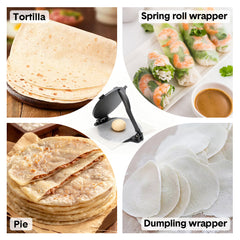 12 Inch Cast Iron Tortilla Press Heavy Duty Non-Stick Roti Maker Masa Flour Tortillas Dough Presser for Homemade Flatbreads Quesadilla Rotis Empanadas