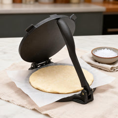 12 Inch Cast Iron Tortilla Press Heavy Duty Non-Stick Roti Maker Masa Flour Tortillas Dough Presser for Homemade Flatbreads Quesadilla Rotis Empanadas