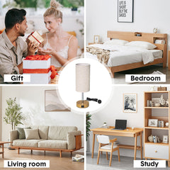 Set of 2 Touch Control Lamps with USB A+C Charging 220V Bedside Lamp LED Table Lamp 3 Way Dimmable Wood Base for Home Bedroom Office E26 Bulb Included