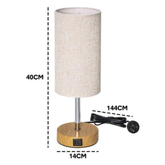 Set of 2 Touch Control Lamps with USB A+C Charging 220V Bedside Lamp LED Table Lamp 3 Way Dimmable Wood Base for Home Bedroom Office E26 Bulb Included