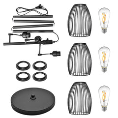 Floor Lamp 172cm Industrial Floor Lamp Dimmable 3 Lights Standing Lamp with Cage  Shade and Sturdy Base Tall Tree Lighting For Living Room Bedroom Office