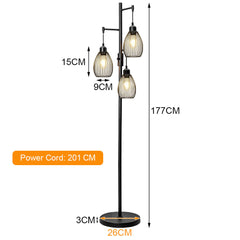 Floor Lamp 172cm Industrial Floor Lamp Dimmable 3 Lights Standing Lamp with Cage  Shade and Sturdy Base Tall Tree Lighting For Living Room Bedroom Office