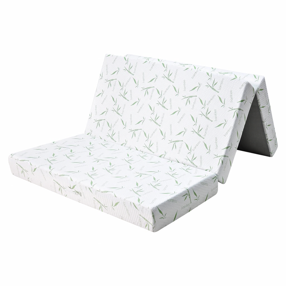15cm Tri Fold Foldable Mattress Full Size Bedding Mattress High Density Foam Floor Mat with Soft Removable Cover for Guest Bed RV Camping 201 x 150  x 15cm