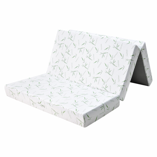 15cm Tri Fold Foldable Mattress Full Size Bedding Mattress High Density Foam Floor Mat with Soft Removable Cover for Guest Bed RV Camping 201 x 150  x 15cm