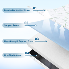15cm Tri Fold Foldable Mattress Full Size Bedding Mattress High Density Foam Floor Mat with Soft Removable Cover for Guest Bed RV Camping 201 x 150  x 15cm