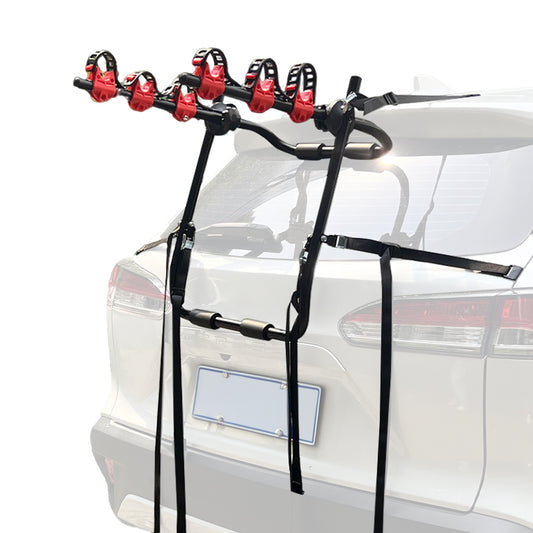 3-Bike Trunk Mount Rack Carbon Steel Frame Car Rear Rack for Sedans SUVs Hatchbacks with Soft Padding and Adjustable Stability Straps 45kg Load Capacity