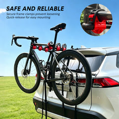 3-Bike Trunk Mount Rack Carbon Steel Frame Car Rear Rack for Sedans SUVs Hatchbacks with Soft Padding and Adjustable Stability Straps 45kg Load Capacity