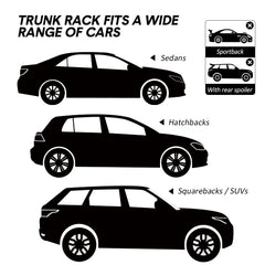 3-Bike Trunk Mount Rack Carbon Steel Frame Car Rear Rack for Sedans SUVs Hatchbacks with Soft Padding and Adjustable Stability Straps 45kg Load Capacity