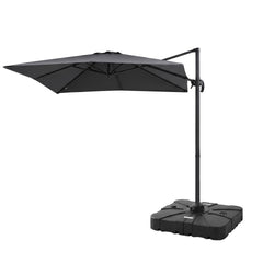 Instahut Outdoor Umbrella w/Base 3m Cantilever Stand Sun Roma 360 Degree Charcoal