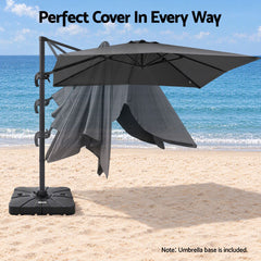 Instahut Outdoor Umbrella w/Base 3m Cantilever Stand Sun Roma 360 Degree Charcoal