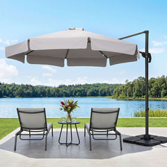 Instahut 3m Outdoor Umbrella w/Base Cantilever Beach Roma 360 Degree Tilt Grey