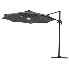 Instahut Outdoor Umbrella 3m Solar LED Offset Cantilever Patio Parasol Charcoal