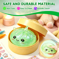 Green Unicorn Squishy Fidget Toy Soft Glitter Sensory TPR Stress Relief Ball Dumpling Mystery Box for Adults Kids Teens Party Holiday Birthday Gift 95x50mm
