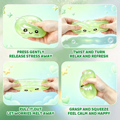 Green Unicorn Squishy Fidget Toy Soft Glitter Sensory TPR Stress Relief Ball Dumpling Mystery Box for Adults Kids Teens Party Holiday Birthday Gift 95x50mm