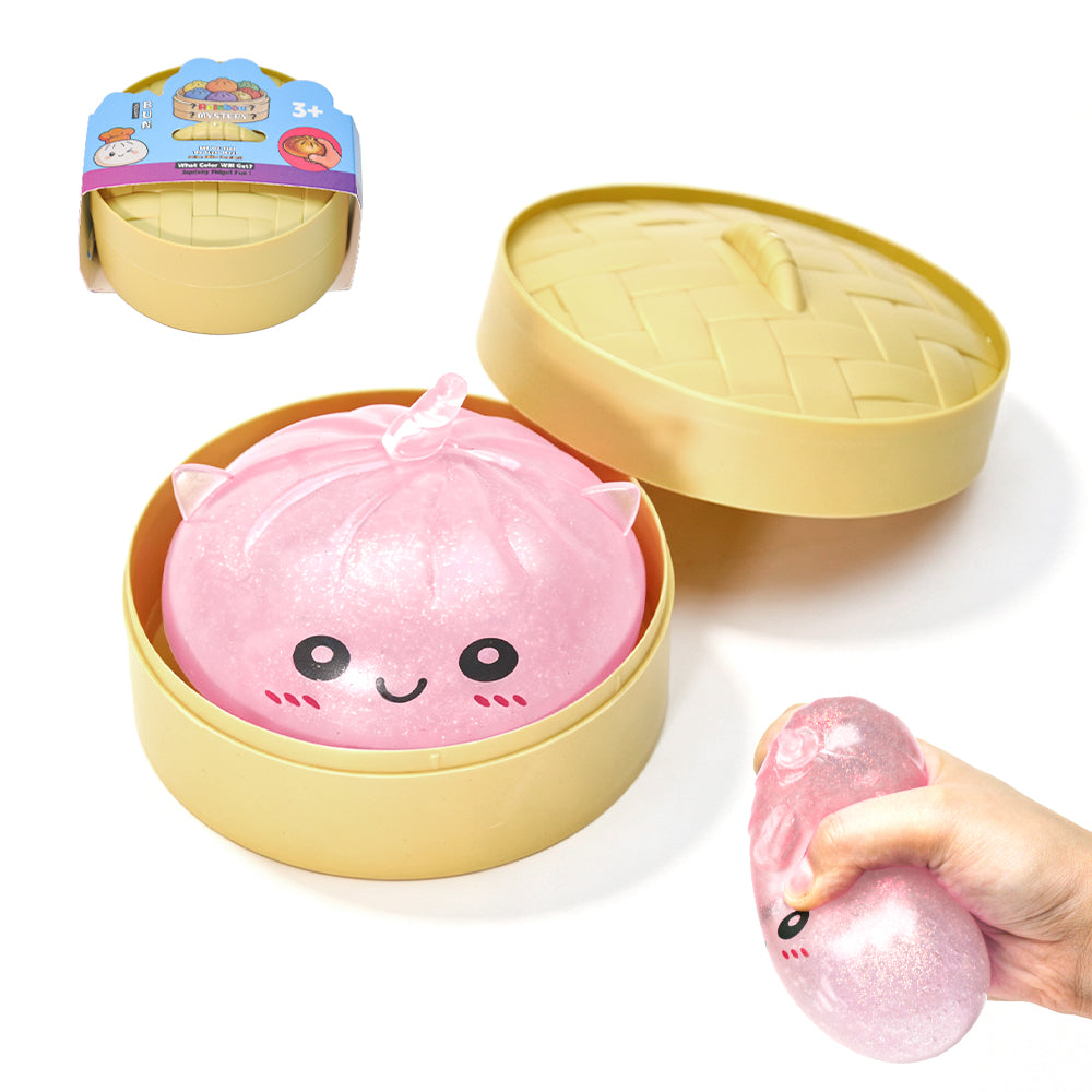 Pink Unicorn Squishy Fidget Toy Soft Glitter Sensory TPR Stress Relief Ball Dumpling Mystery Box for Adults Kids Teens Party Holiday Birthday Gift 95x50mm