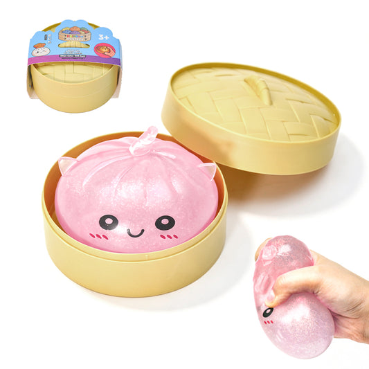Pink Unicorn Squishy Fidget Toy Soft Glitter Sensory TPR Stress Relief Ball Dumpling Mystery Box for Adults Kids Teens Party Holiday Birthday Gift 95x50mm