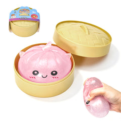 Pink Unicorn Squishy Fidget Toy Soft Glitter Sensory TPR Stress Relief Ball Dumpling Mystery Box for Adults Kids Teens Party Holiday Birthday Gift 95x50mm
