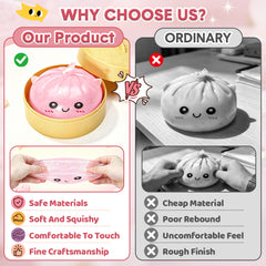 Pink Unicorn Squishy Fidget Toy Soft Glitter Sensory TPR Stress Relief Ball Dumpling Mystery Box for Adults Kids Teens Party Holiday Birthday Gift 95x50mm