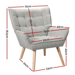 Artiss Armchair Lounge Chair Accent Chairs Sofa Linen Fabric Cushion Seat Grey