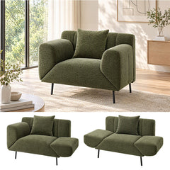 Artiss Armchair 3-in-1 Convertible Chenille Lounger and Daybed Green