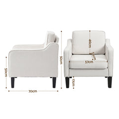 Artiss Armchair Lounge Accent Chair Linen Fabric Beige