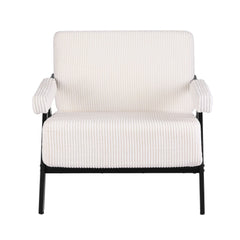 Artiss Compressed Armchair White Corduroy Accent Chair for Small Space