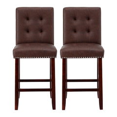 Artiss 2x Bar Stools Kitchen Dining Chairs Counter PU Leather Wooden Ada Brown
