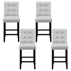 Artiss 4x Bar Stools Kitchen Dining Chairs Counter Fabric Stool Wooden Ada Grey