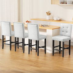 Artiss 4x Bar Stools Kitchen Dining Chairs Counter Fabric Stool Wooden Ada Grey