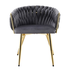 Artiss 1x Dining Chair Armchair Cafe Kitchen Lounge Chairs Velvet Weaving Grey