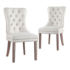 1 Set of 2 Artiss Dining Chairs Beige Velvet