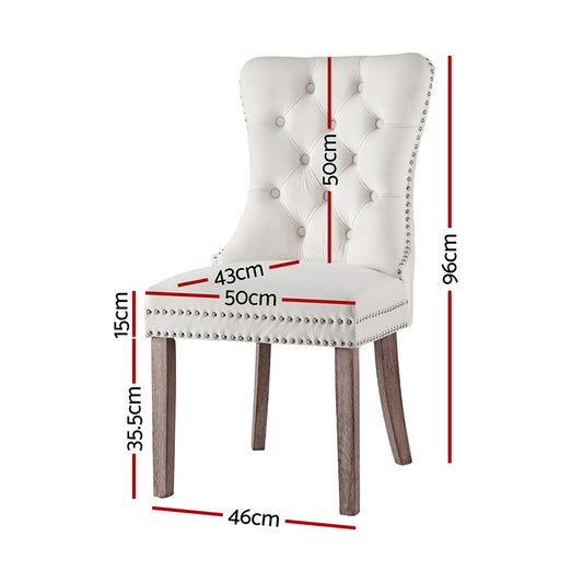 1 Set of 4 Artiss Dining Chairs Beige Velvet