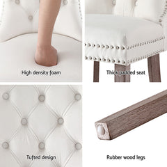 1 Set of 4 Artiss Dining Chairs Beige Velvet