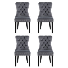 1 Set of 4 Artiss Dining Chairs Grey Velvet