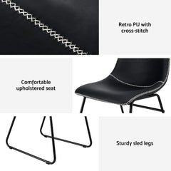 Artiss 2x Dining Chairs Retro PU Leather Kitchen Lounge Cafe Accent Chair Black