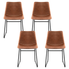 Artiss 4x Dining Chairs Retro PU Leather Kitchen Lounge Cafe Accent Chair Brown