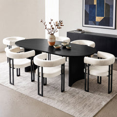 Artiss Dining Chairs Set of 6 Velvet Upholstered Barrel Chairs with Curved Armrests & Back Beige