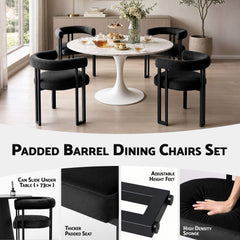 Artiss Dining Chairs Set of 2 Velvet Upholstered Barrel Chairs with Curved Armrests & Back Black