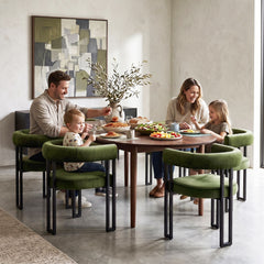 Artiss Dining Chairs Set of 4 Velvet Upholstered Barrel Chairs with Curved Armrests & Back Green
